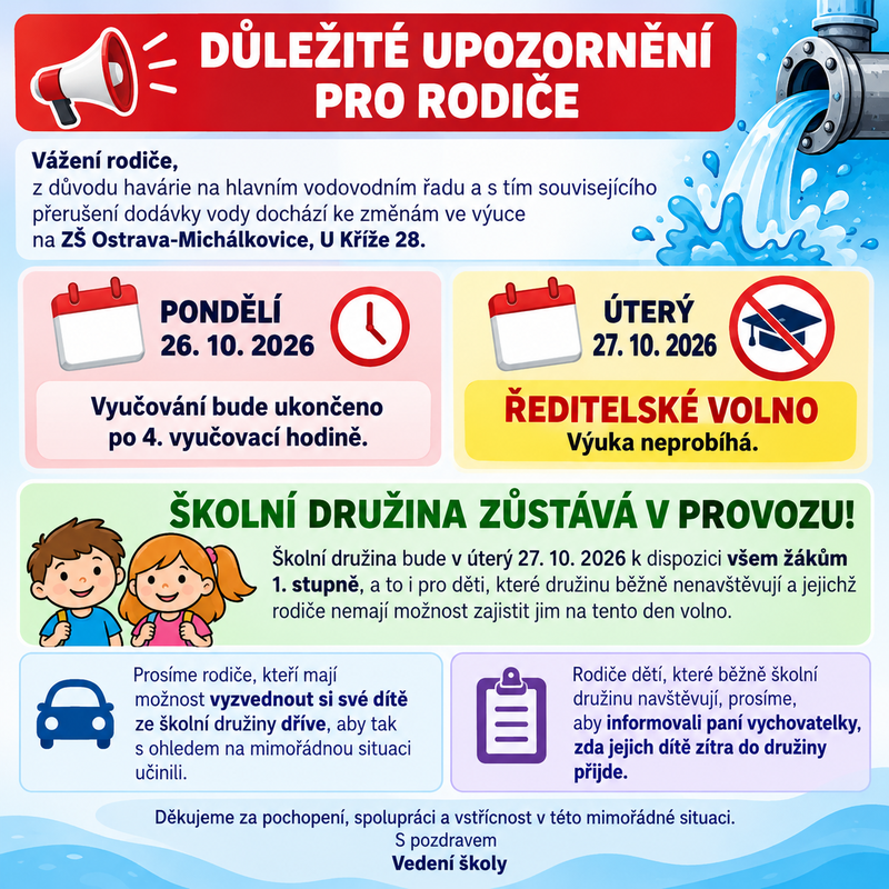 🚨 DŮLEŽITÉ UPOZORNĚNÍ PRO RODIČE – ZŠ MICHÁLKOVICE! 🚨
