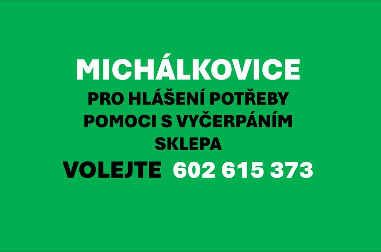 Hlášení potřeby pomoci odstranění následků velké vody Michálkovice