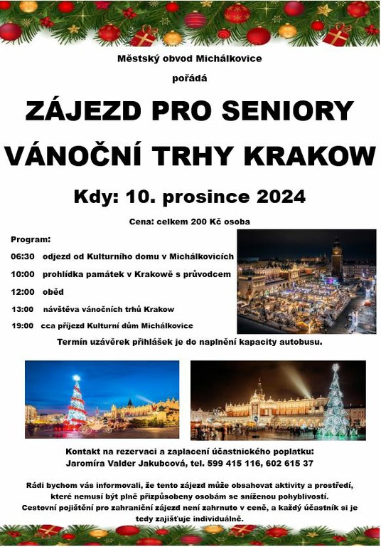 SENIOR ZÁJEZD VÁNOČNÍ TRHY KRAKOV - POLSKO